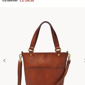 Fossil small leather bucket bag
